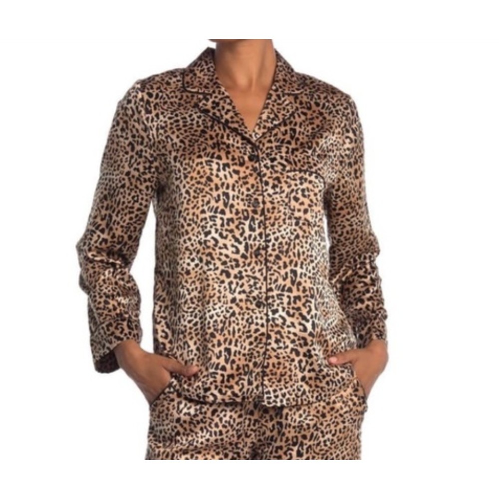 In Bloom by Jonquil Leopard Print Satin PJ Top NWT - XL